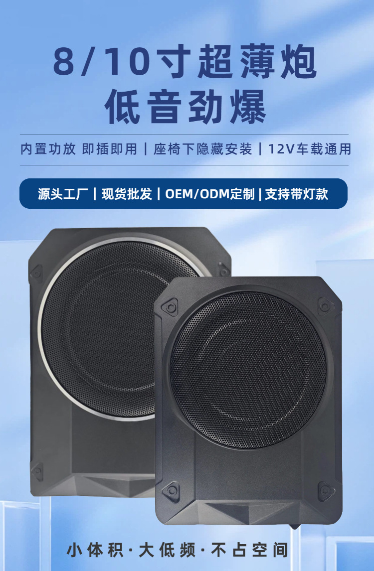 Source Factory Car Subwoofer 10inch Ultra-Thin Active Under-Seat Pure Bass Car Audio Modification Wholesale