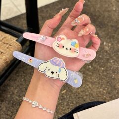 日系卡通亚克力小猫小狗长条发夹可爱甜美女孩碎发鸭嘴夹萌趣头饰
