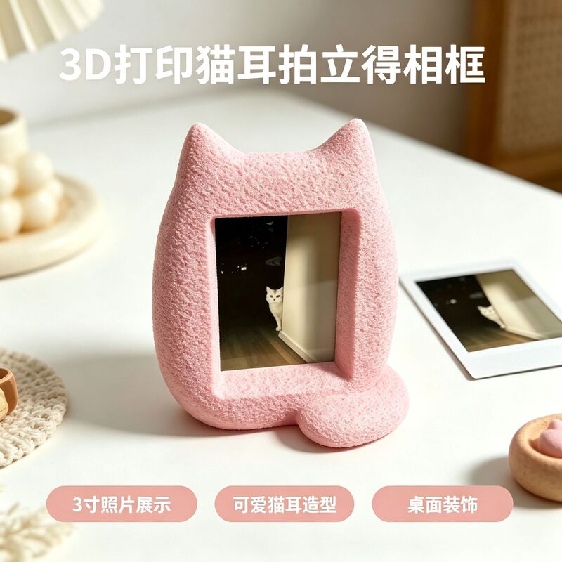 3D Printed Cat Polaroid Standing Photo Frame Display Stand Photo Album Ornament Gift 3D Printed Cat Photo Frame