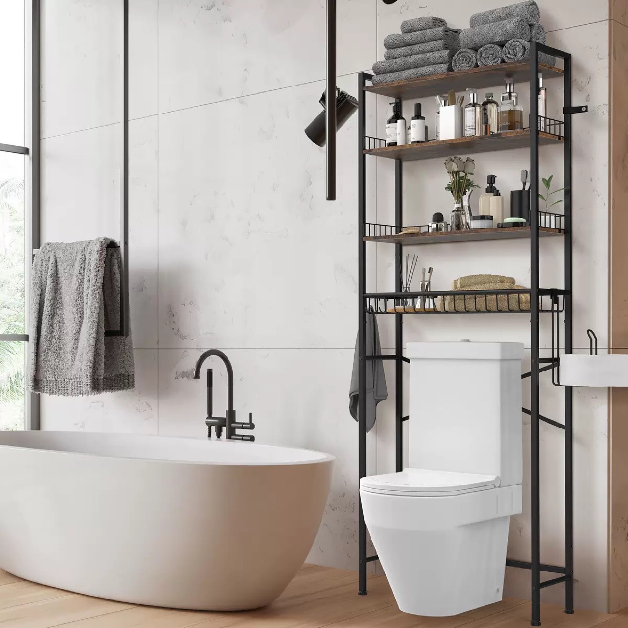 卫生间马桶置物架浴室落地家用收纳架洗衣机上方储物免打孔整理架