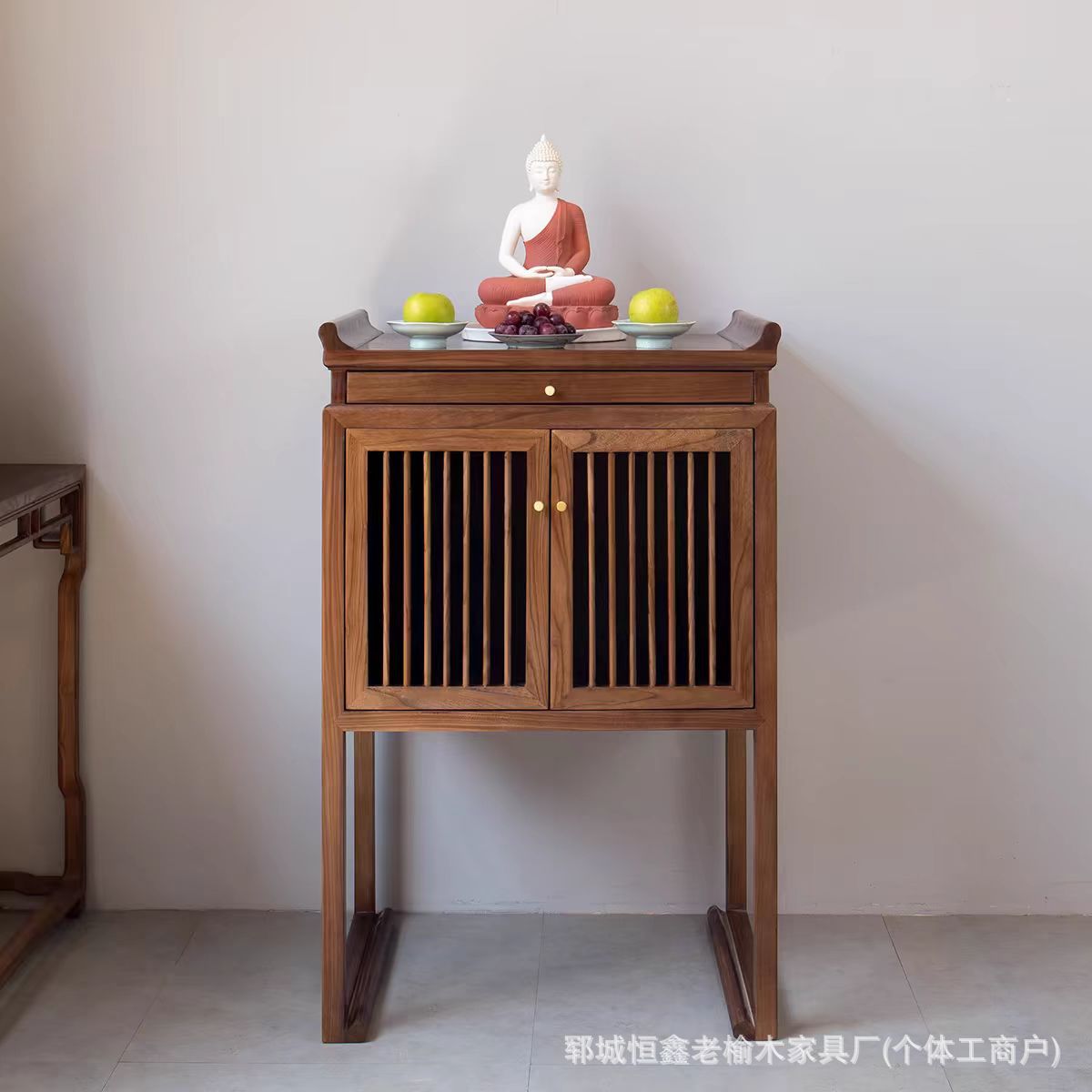 Old Elm Buddhist Niche Offering Table Incense Case Buddha Table Solid Wood New Chinoiserie Strip Table Home Nave Furniture Storage Cabinet