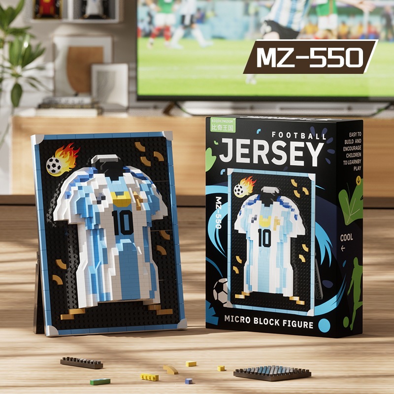 MZ - 550 Camiseta enmarcada - Azul Blanco #9 638 partículas