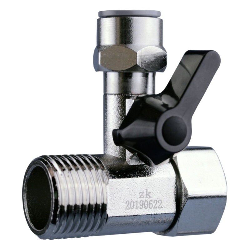 3 puntos de enchufe rápido de una sola pieza de tres vías válvula de bola purificador de agua de metal de una sola pieza interruptor de entrada de agua