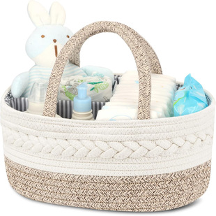 Woven Diaper Basket Divided Diaper Basket Tote Car Diaper Storage Nursery Baby Gift Basket with Handle