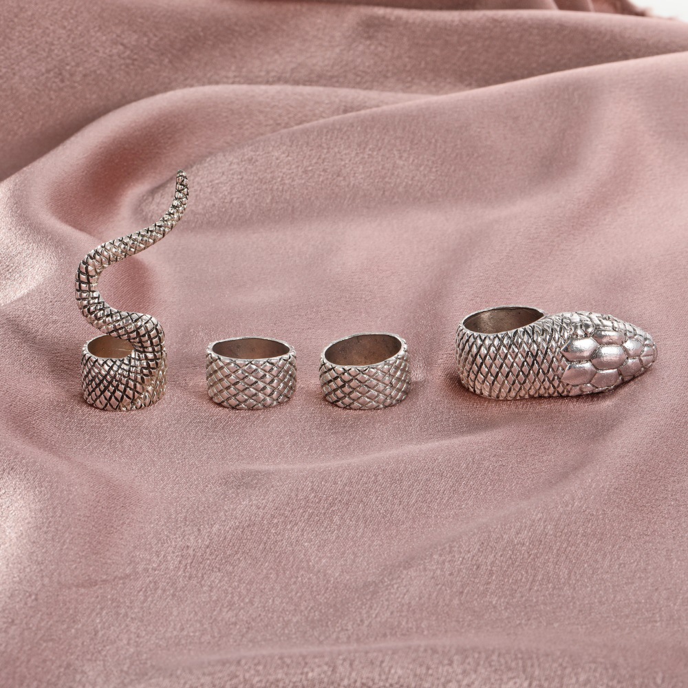Fashion New Punk Snake-shaped Ring 4-piece Set Wholesale Nihaojewelry display picture 5