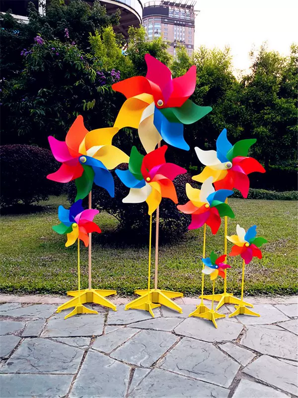 Colorful travel plastic windmill toy for camping