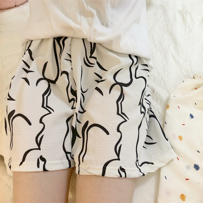 Espuma de verano suelta pantalones cortos de pijama para mujeres pantalones de pijama caseros de dibujos animados se pueden usar fuera