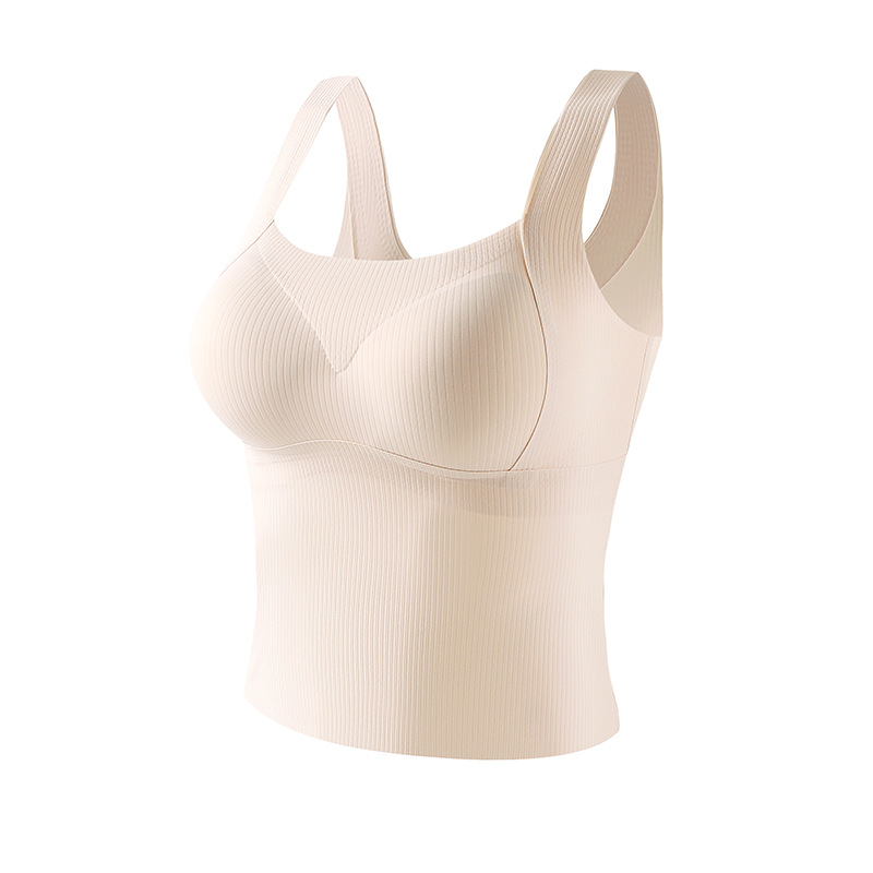 Cuello cuadrado sin costuras Chaleco de hombro ancho desgaste interior del verano de las mujeres media taza fija ropa interior larga belleza espalda desgaste exterior camisola de fondo