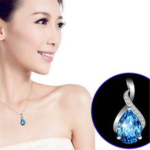 厂家直销925纯银缪斯之眼水晶天使之泪项链刻字支持一件代发