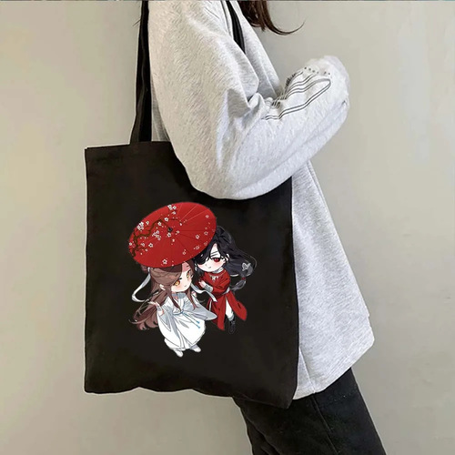 Tian Guan Ci Fu: Heaven's Blessing Anime Canvas Bag Shopping Tote with Hua Cheng Xie Lian Ghost King Umbrella Design