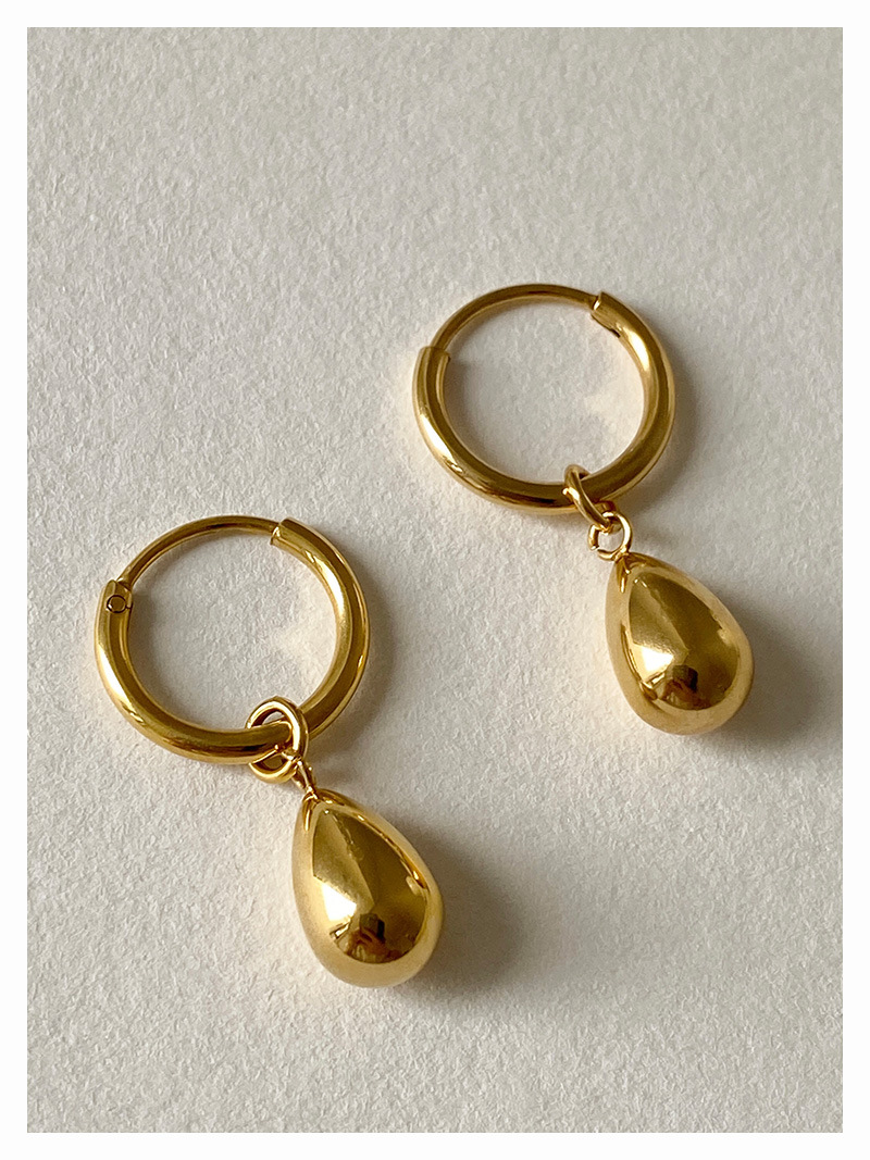 Retro Water Droplets Titanium Steel Drop Earrings Earrings 1 Pair