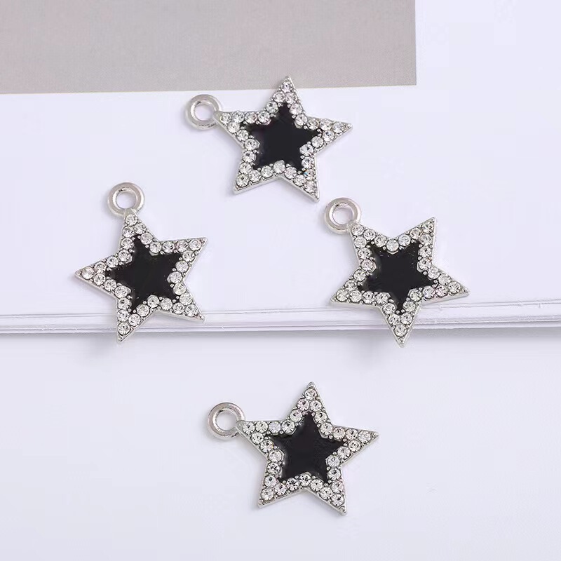 Europe and the United States cross-border new diy earrings jewelry alloy pendant five-pointed star accessories ins stars cartoon diamond pendant