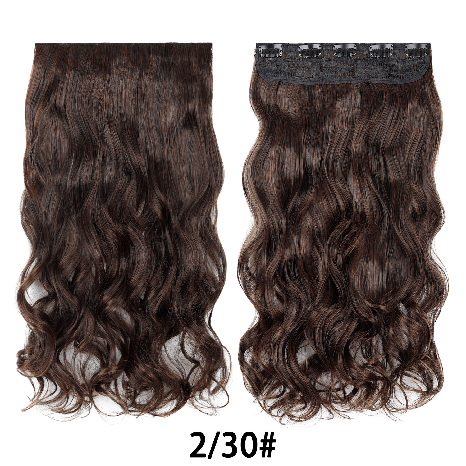 Extensión de Cabello de 5 Clips de 18 Pulgadas de Fibra de Alta Temperatura Rizado para Señoras