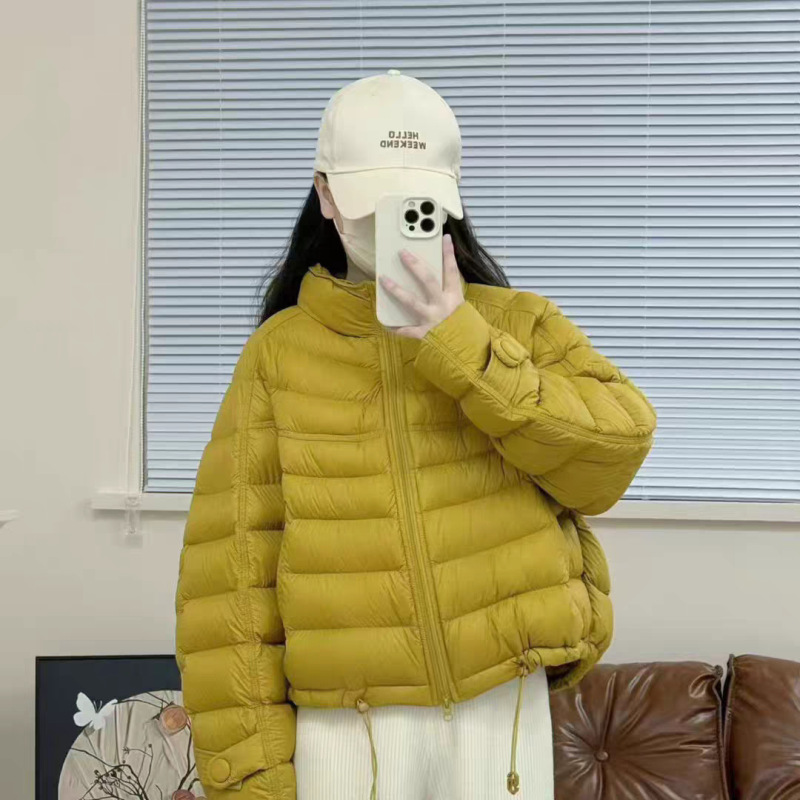 韩系宽松立领短款轻薄羽绒服女2025秋羽绒休闲简约90白鸭绒外套|undefined