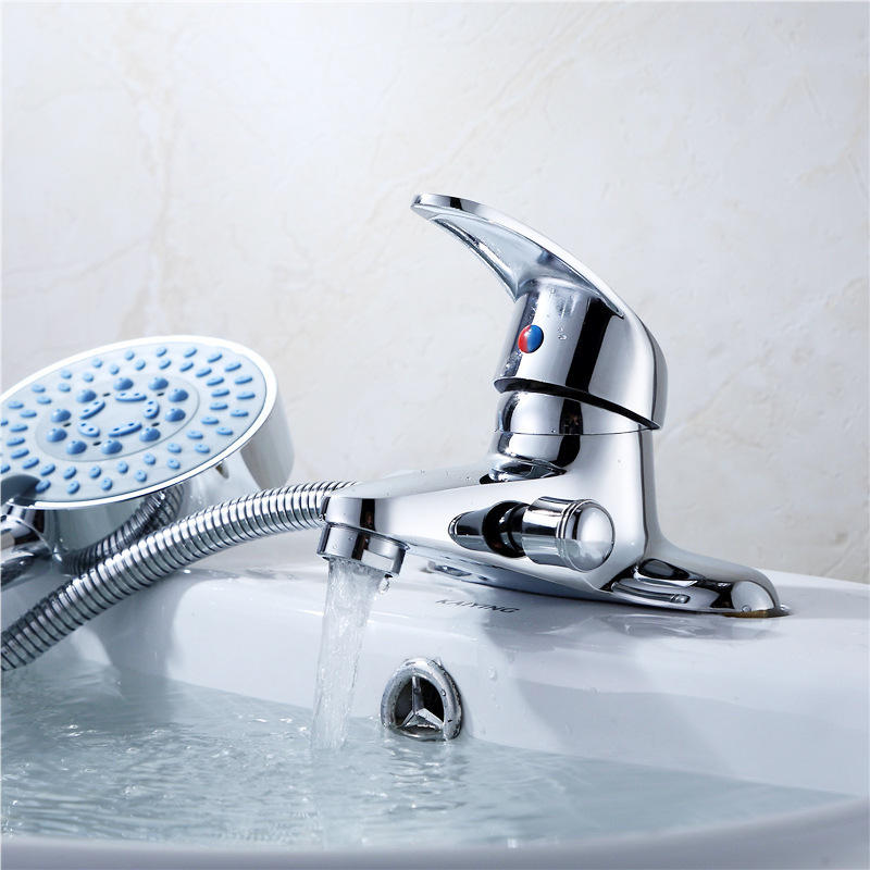 Bathroom Washbasin Double-Hole Faucet with Showerhead, Hot and Cold Water Two-In-One Washbasin Bathroom Washbasin Double-Hole Faucet with Showerhead, Hot and Cold Water Two-In-One Washbasin