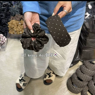 早秋复古软糯波点针织大肠发圈韩版慵懒感头绳低马尾发绳气质头花