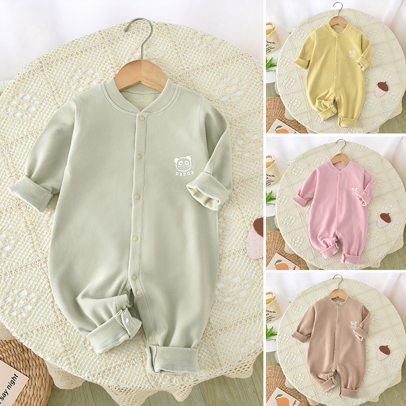 Derong Thermal Clothing Baby Jumpsuit Autumn and Winter Base Layer Baby Clothes Newborn Baby Close-Fitting Pajamas Spring and Autum