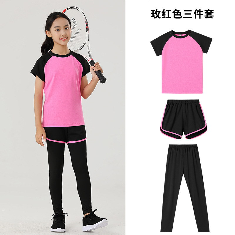 Girls' Quick-drying Clothes suit Fitness Children's Yoga Clothes Big Kids Girls Running Dance Base Sportswear suit Women
