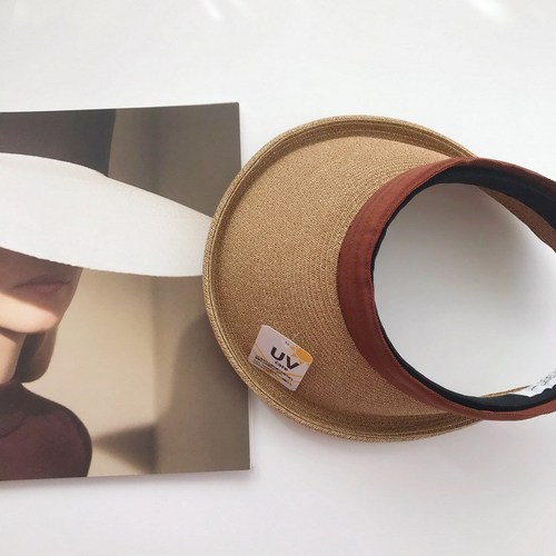 Japanese Son Duyi Style Flat Cap Straw Hat for Girls, Casual, Unbrimmed, UVCUT Sun Protection Hat against UV Radiation and Sunshade