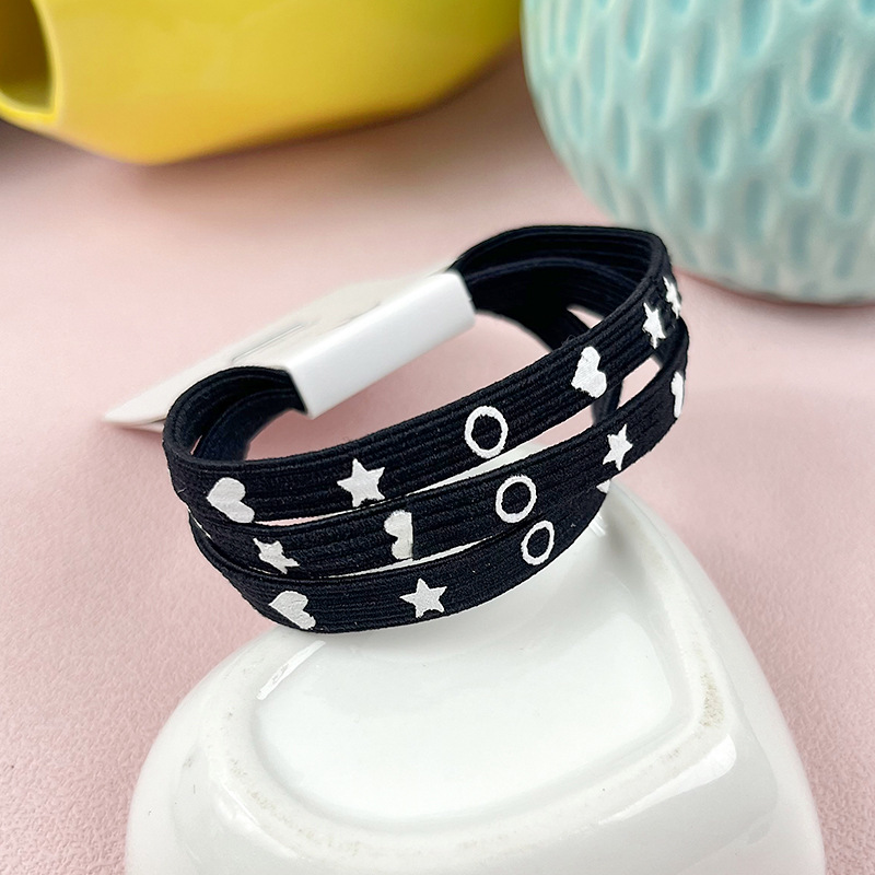 Alta cuerda elástica del lazo del pelo cuerda de pelo impreso negro simple banda de goma banda de pelo cuerda de pelo no duele accesorios para el cabello tocado estilo coreano