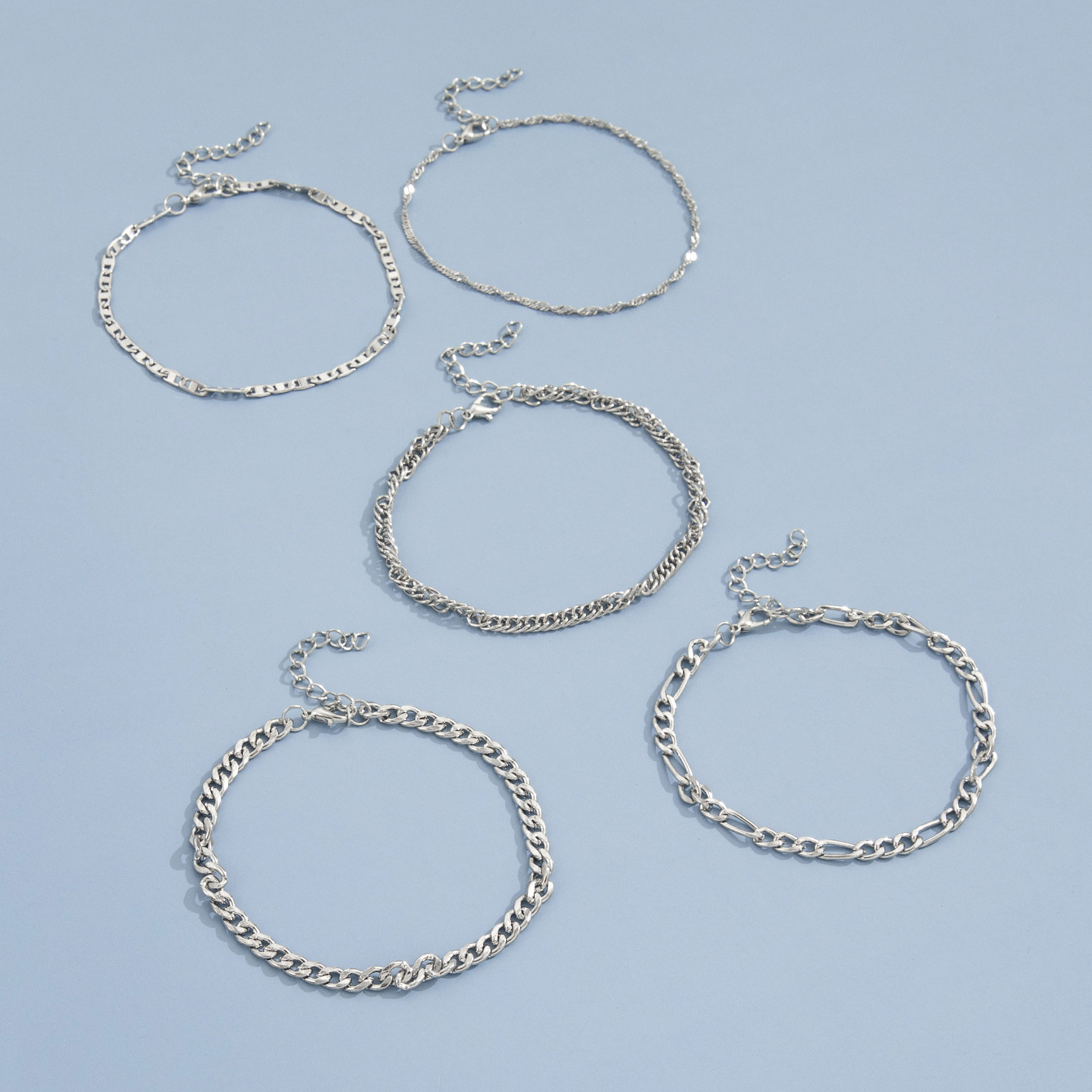 wholesale jewelry simple thick snake chain anklet five-piece set nihaojewelry
