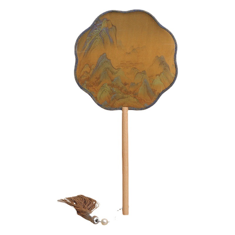 Imagen translúcida Qianli Jiangshan Tuanfan abanico de estilo antiguo puesto al por mayor dinastía han Cheongsam abanico danza china Tuanfan