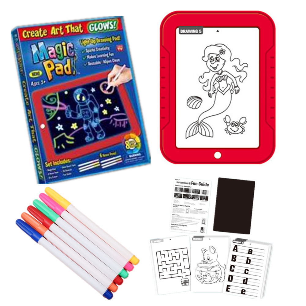 Amazon magicpad 3D tablero de dibujo para niños tablero de escritura fluorescente graffiti traje mágico tablero de dibujo luminoso