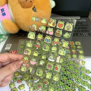 可爱卡通小青蛙防水转印贴纸牙刷水杯手机平板手帐行李箱滑板装饰