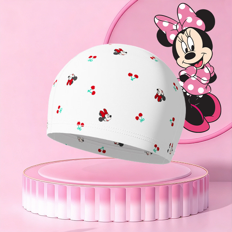 Gorro de natación para niños y niñas de Disney, tela cómoda que no aprieta la cabeza, nuevo estilo bonito para niñas con cabello largo, equipo de natación profesional.
