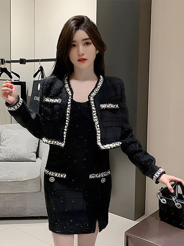 120-300 Plus Size Women's Outwear Dress Small Fragrance Two-Piece Set 2025 Autumn and Winter New Style Fat Sister Senior 120-300 Plus Size Women's Outwear Dress Small Fragrance Two-Piece Set 2025 Autumn and Winter New Style Fat Sister Senior