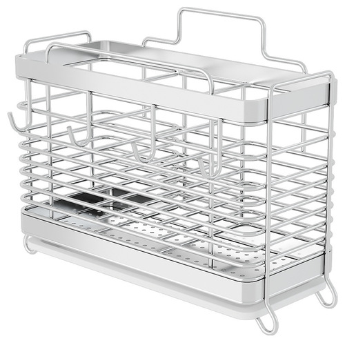 Stainless steel kitchen chopstick barrel knife and fork storage box multi-functional drain rack wall-mounted chopstick cage household