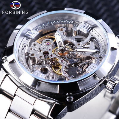 Entrega de una pieza Forsining reloj mecánico automático casual reloj de hombre hueco reloj de hombre reloj mecánico automático