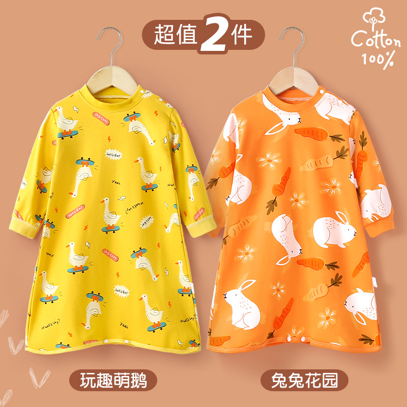 Autumn and winter baby nightgowns, versatile long-sleeved pajamas for boys and girls, baby onesies, pajamas, home clothes, children's clothing