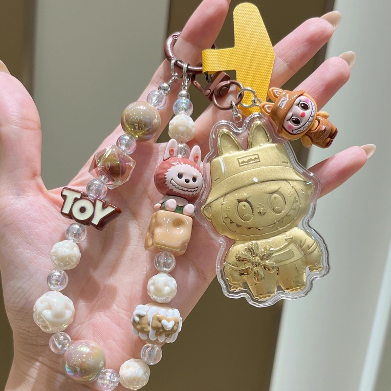 純金 20mg ラブブ クリスタルボール キーホルダー カード 携帯電話チェーン バッグ ペンダント ビーズ チェーン アクセサリー 誕生日ギフト|undefined