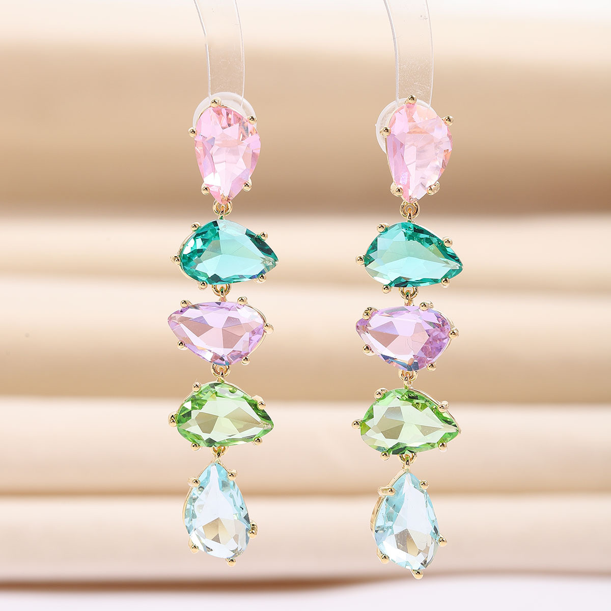 13g Weight Zircon Inlay Material 1 Pair Elegant Water Droplets Inlay Copper Zircon Drop Earrings