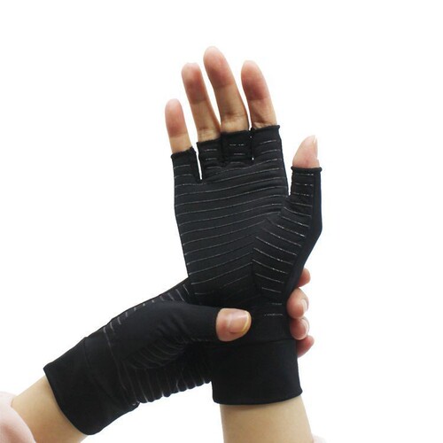 Copper fiber half-finger pressure gloves cupro knitted gloves non-slip outdoor training copper ion gloves manufacturer wholesale