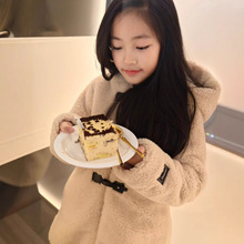 2026 儿童新款 白色 小羊驼绒 夹棉 连帽大衣