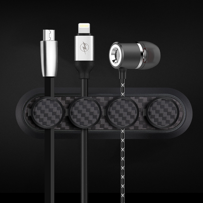 Carbon Fiber Texture Magnetic Cable Organizer Cable Clip Data Cable Storage Hub Creative Gift Desktop Organizer Cable Card