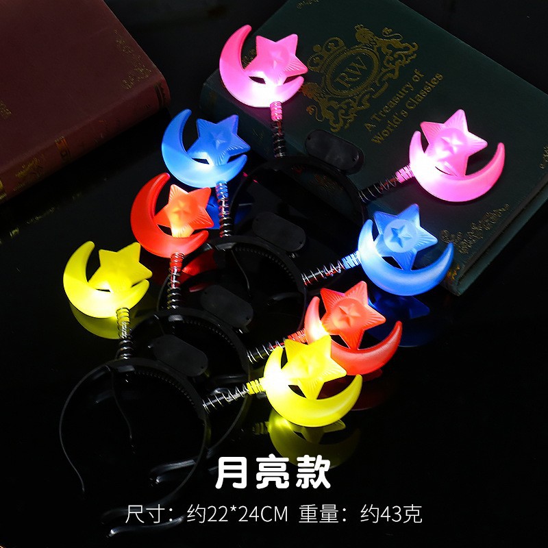 Tocado luminoso estrella de cinco puntas diadema de primavera estrella diadema horquilla palo de luz flash estrella de cinco puntas accesorios de horquilla