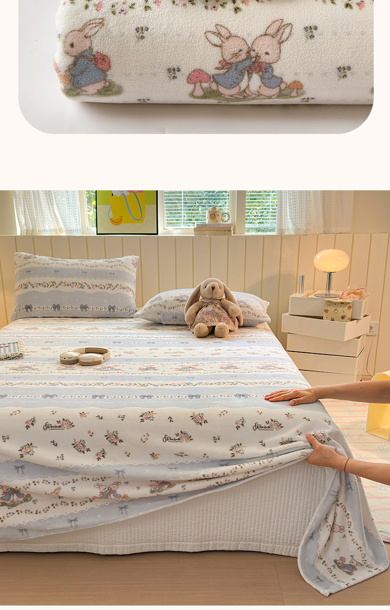 Flanellbettlaken aus Milchflanell Klasse A, Winter-Spannbettlaken mit Fütterung, Korallenflanell-Matratzenschutz, verdickte Flanellbetthusse für Winter