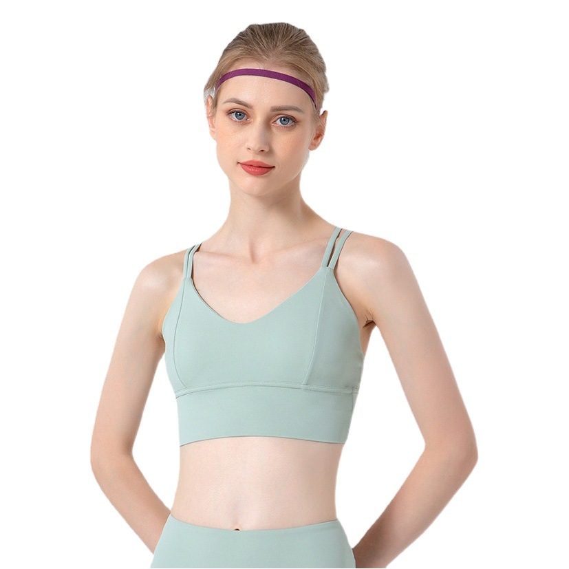 2024 primavera y verano nuevo chaleco deportivo femenino Lulu nube Cruz Correa delgada ropa interior de yoga que adelgaza sexy belleza espalda