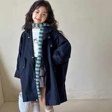 小红鱼女童风衣外套春秋款2025新款儿童中长款秋季户外工装风衣潮