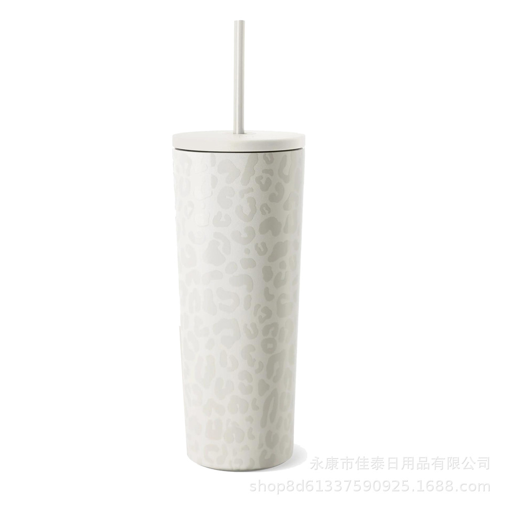 2023 nueva taza de café del acero inoxidable de la taza del vacío con la taza vendedora caliente transfronteriza de la paja 12oz16oz24oz