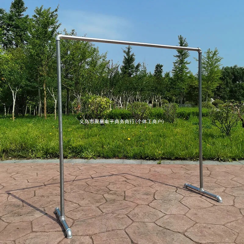 Galvanized Pipe Clothing Rack Display Rack Floor-Standing Drying Rack Clothes Hanger Single Rod Rack Water Pipe Clothes Drying Rack