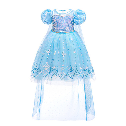 Colorful short-sleeved Frozen Elsa princess dress foreign trade children's clothing girl baby dress Halloween costume