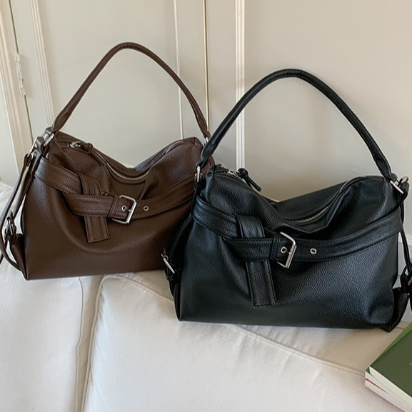 Bolsa tote retrô coreana estilo vintage para motocicleta, com acabamento desgastado, bolsa transversal moderna para mulheres._voghion.com