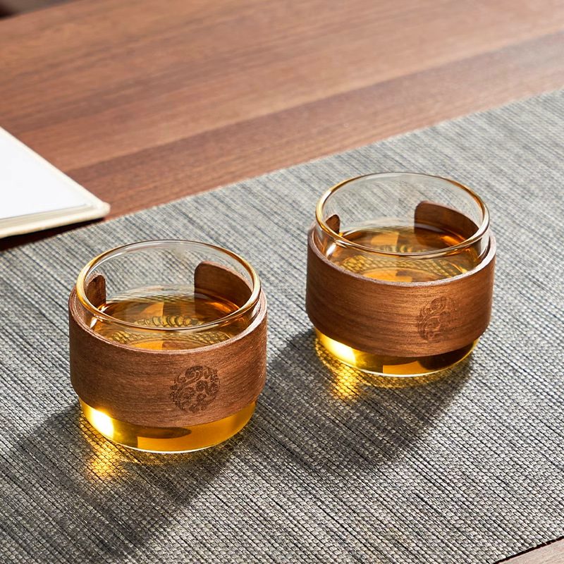 Taza de té de vidrio conjuntos de taza de té de kung fu resistente a altas temperaturas a prueba de quemaduras Taza de té doméstica comercial taza de té pequeña taza de té