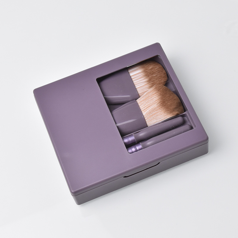 Nuevo juego de pinceles de maquillaje de viaje con espejo, cepillo de sombra de ojos en polvo suelto de lana suave, venta directa de fábrica portátil