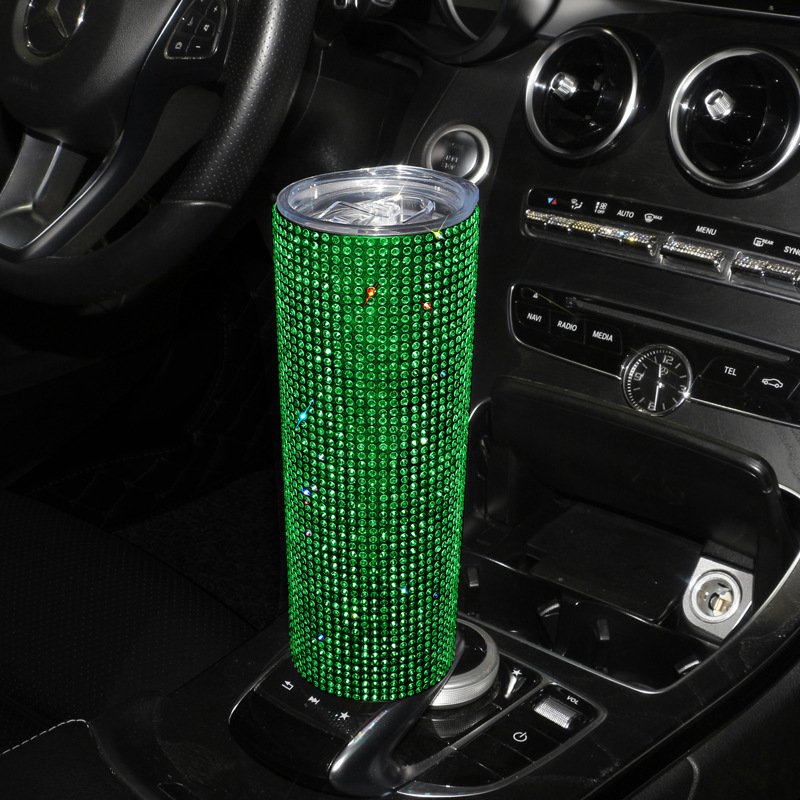 Sudeste de Asia taza fría transfronteriza flash diamante lindo portátil taza de agua diamante incrustado taza recta 20oz de acero inoxidable taza de bolsillo