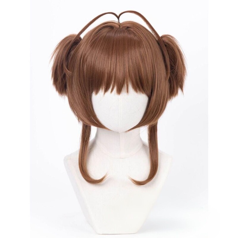 Wig Cardcaptor Sakura Sakura Kinomoto Sakura Cardcaptor Cos Wig Double Ponytail Clip Wholesale